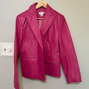 Worthington hot pink leather jacket